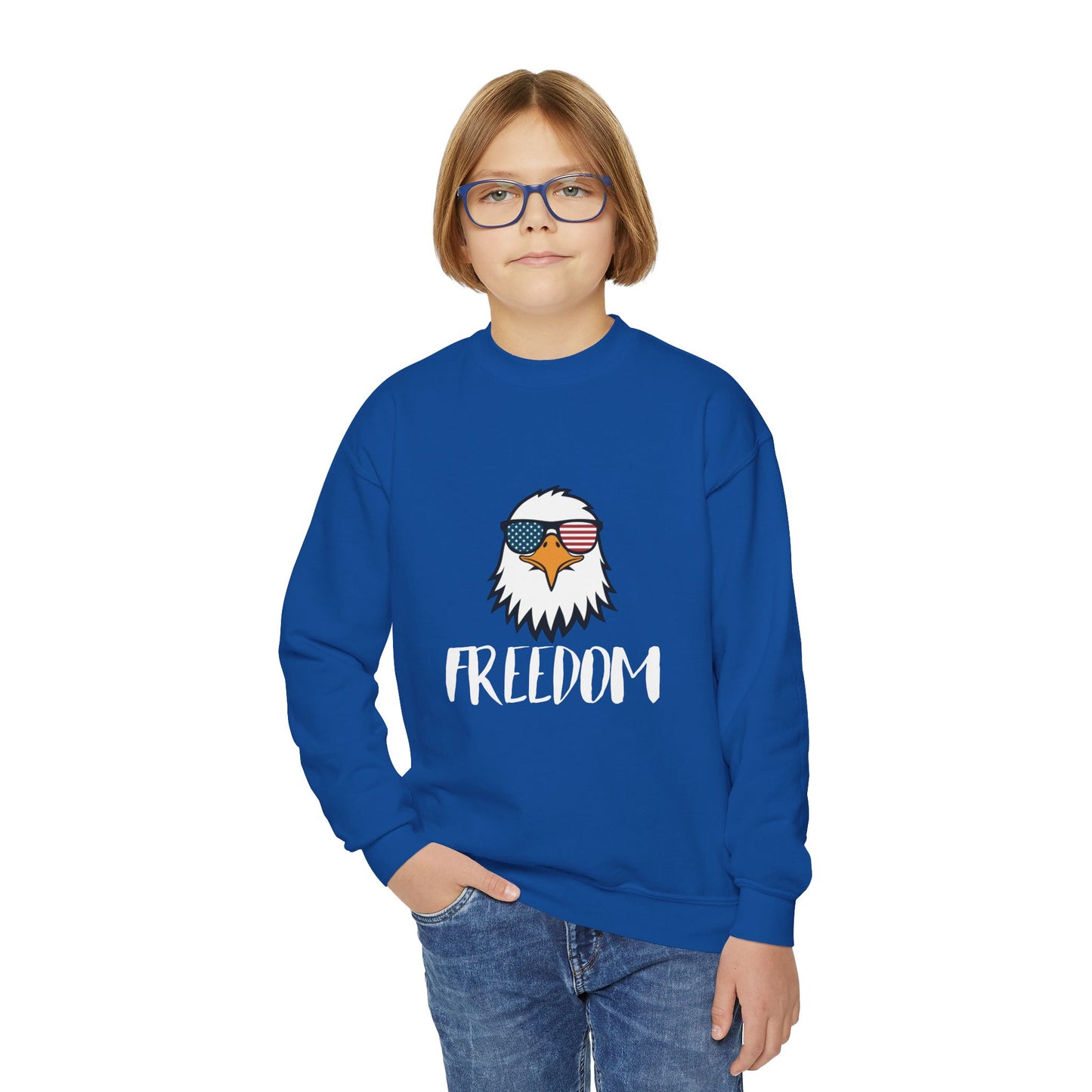 Freedom Eagle Aviator Youth Sweatshirt | USA Bald Eagle Graphic