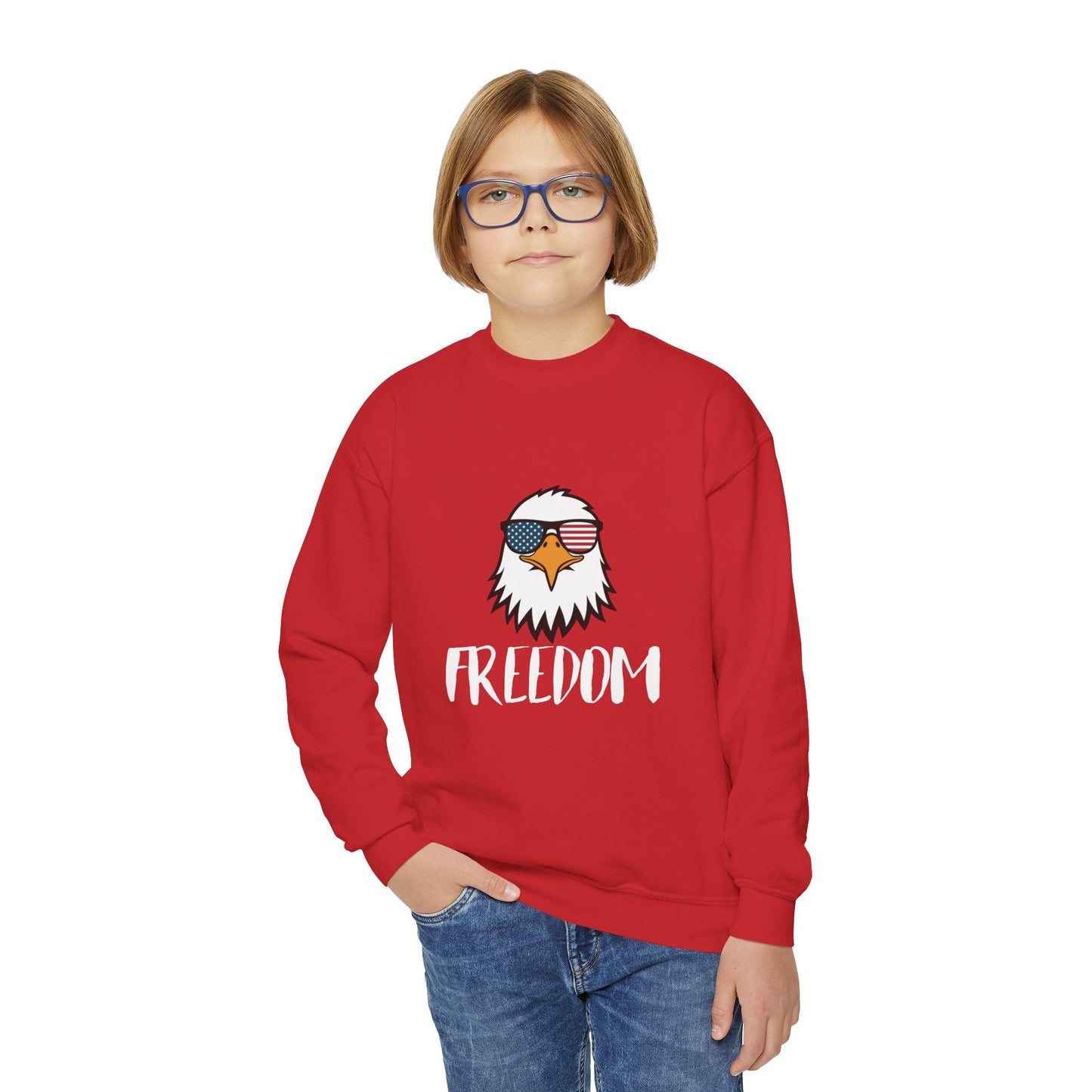 Freedom Eagle Aviator Youth Sweatshirt | USA Bald Eagle Graphic
