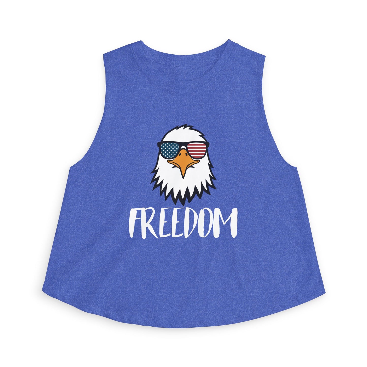 Freedom Eagle Aviator Women's Racerback Cropped Tank | USA Bald Eagle Graphic