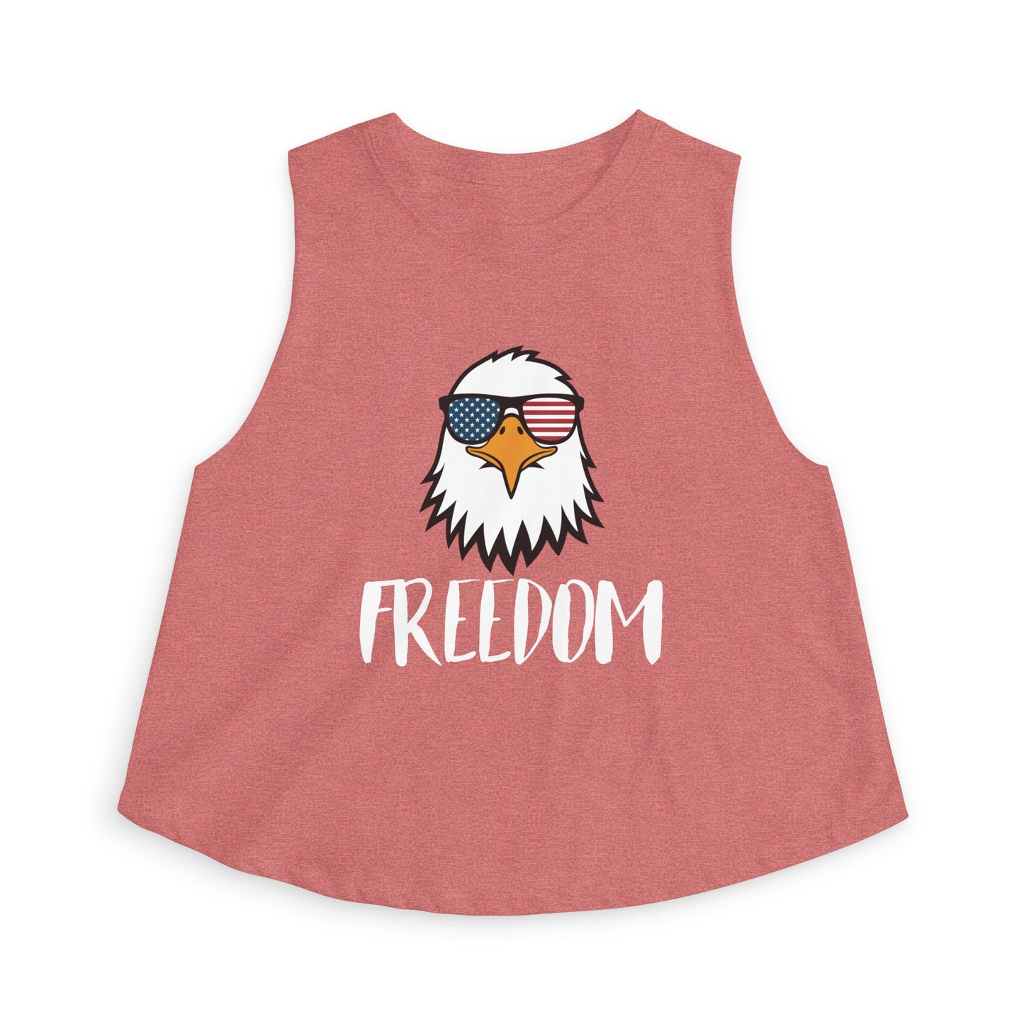 Freedom Eagle Aviator Women's Racerback Cropped Tank | USA Bald Eagle Graphic