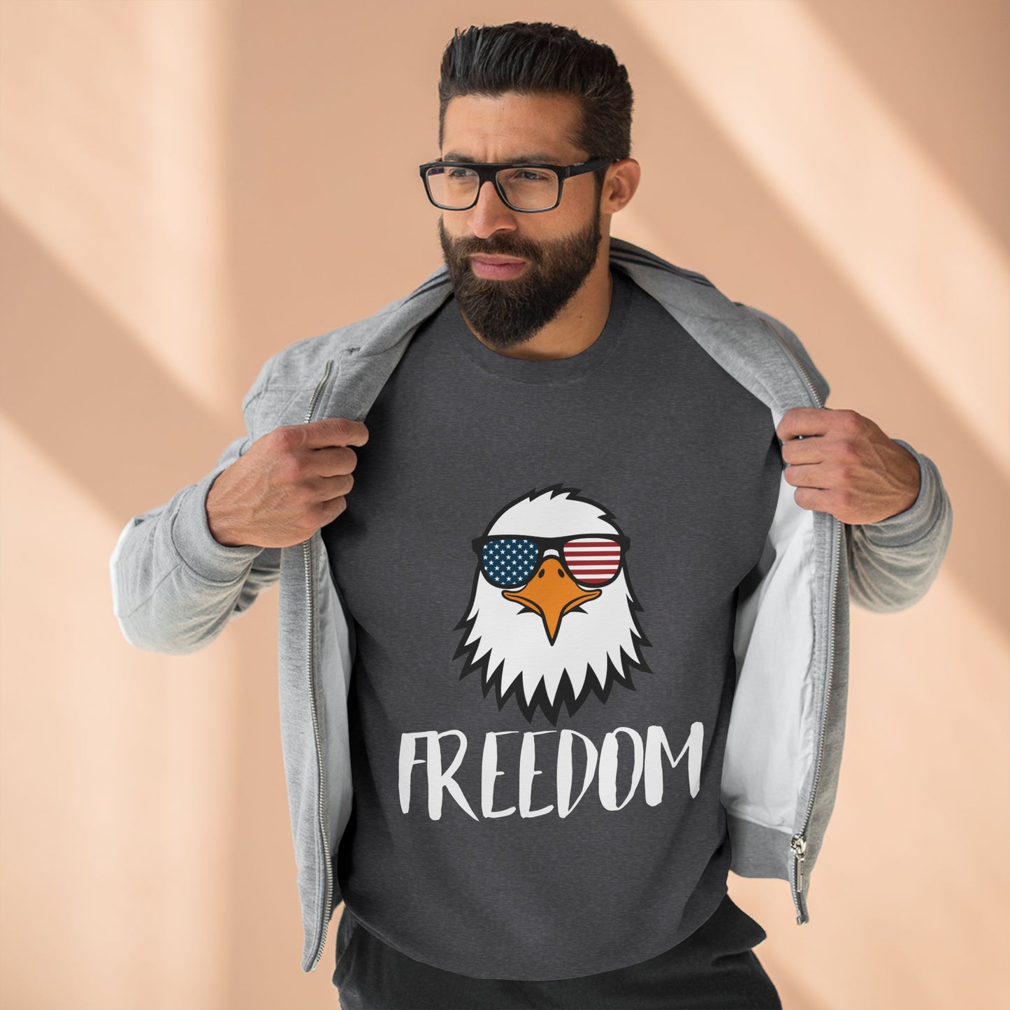 Freedom Eagle Aviator Premium Crewneck Sweatshirt | USA Bald Eagle Graphic
