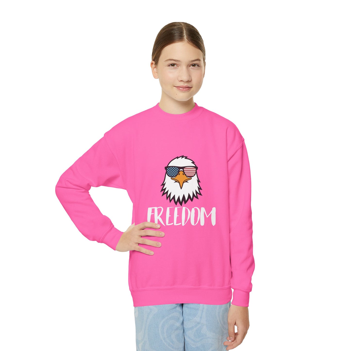 Freedom Eagle Aviator Youth Sweatshirt | USA Bald Eagle Graphic