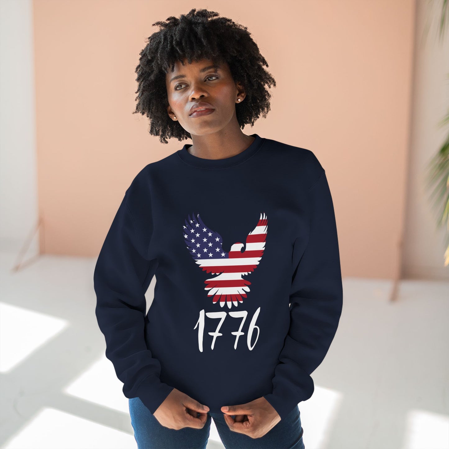 1776 Heritage Crewneck Sweatshirt | USA Bald Eagle Graphic Pullover