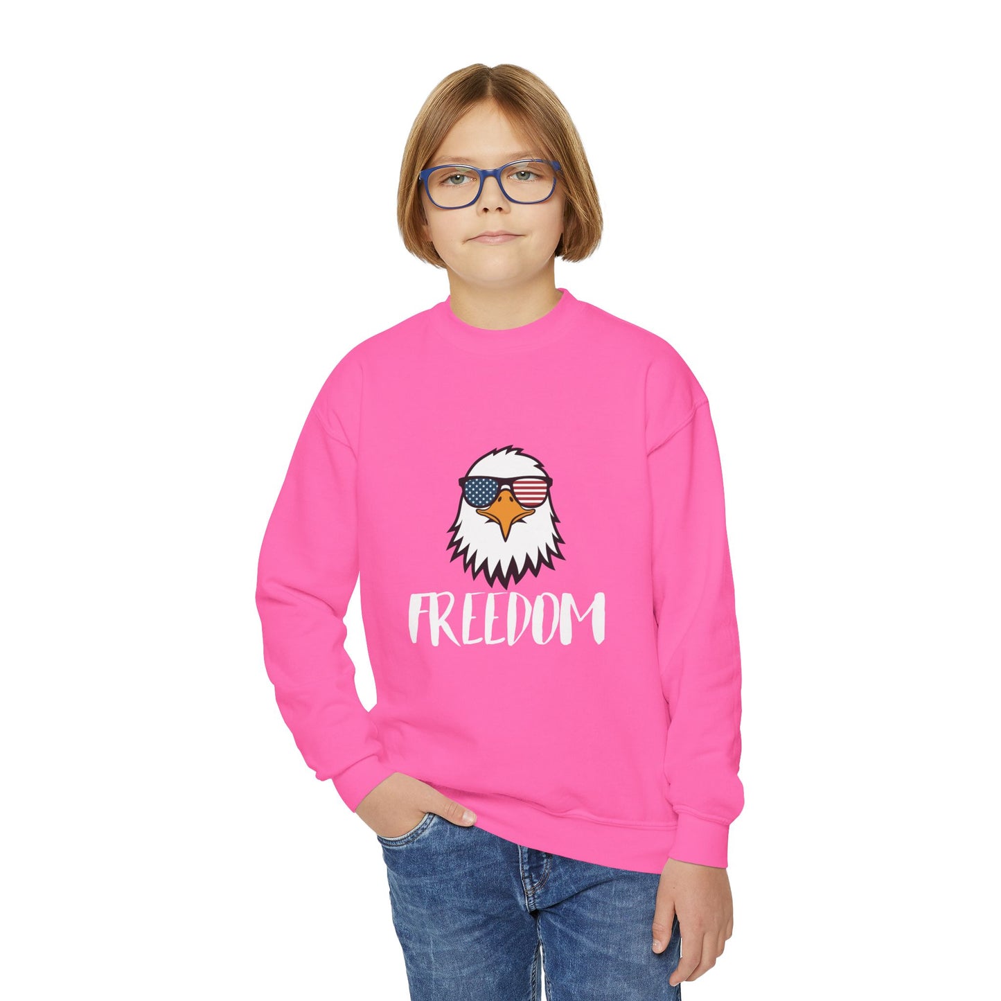 Freedom Eagle Aviator Youth Sweatshirt | USA Bald Eagle Graphic