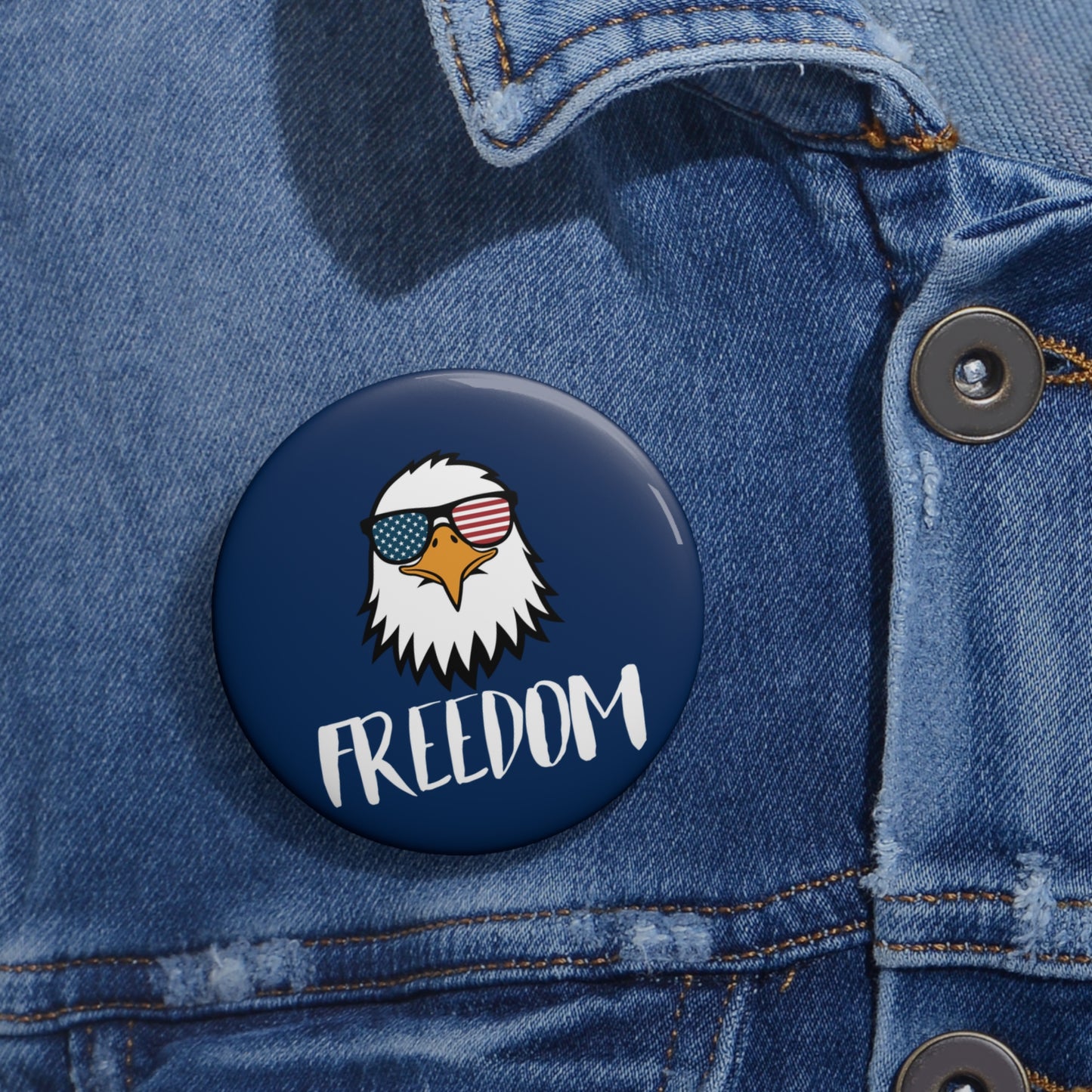 Freedom Eagle Aviator Pin Button | USA Bald Eagle Graphic