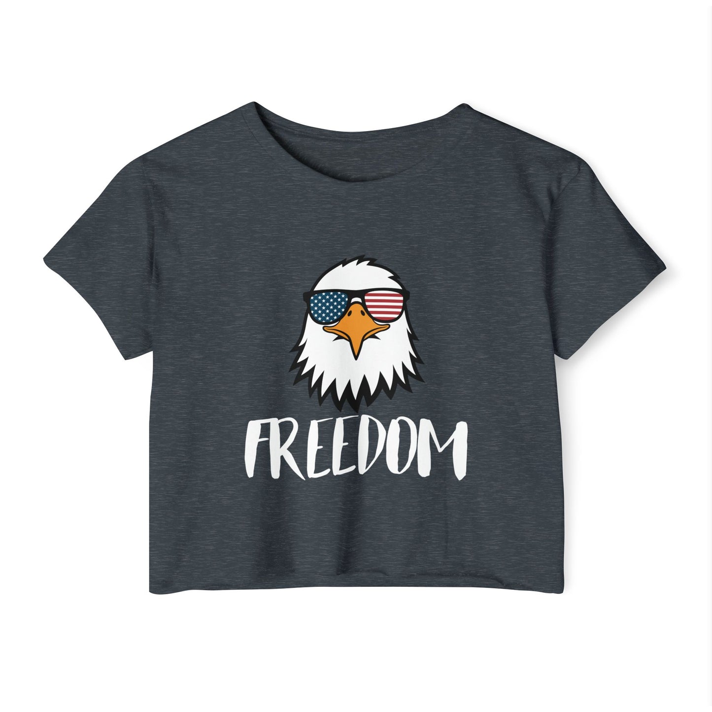 Freedom Eagle Aviator Women's Festival Crop Top | USA Bald Eagle Graphic