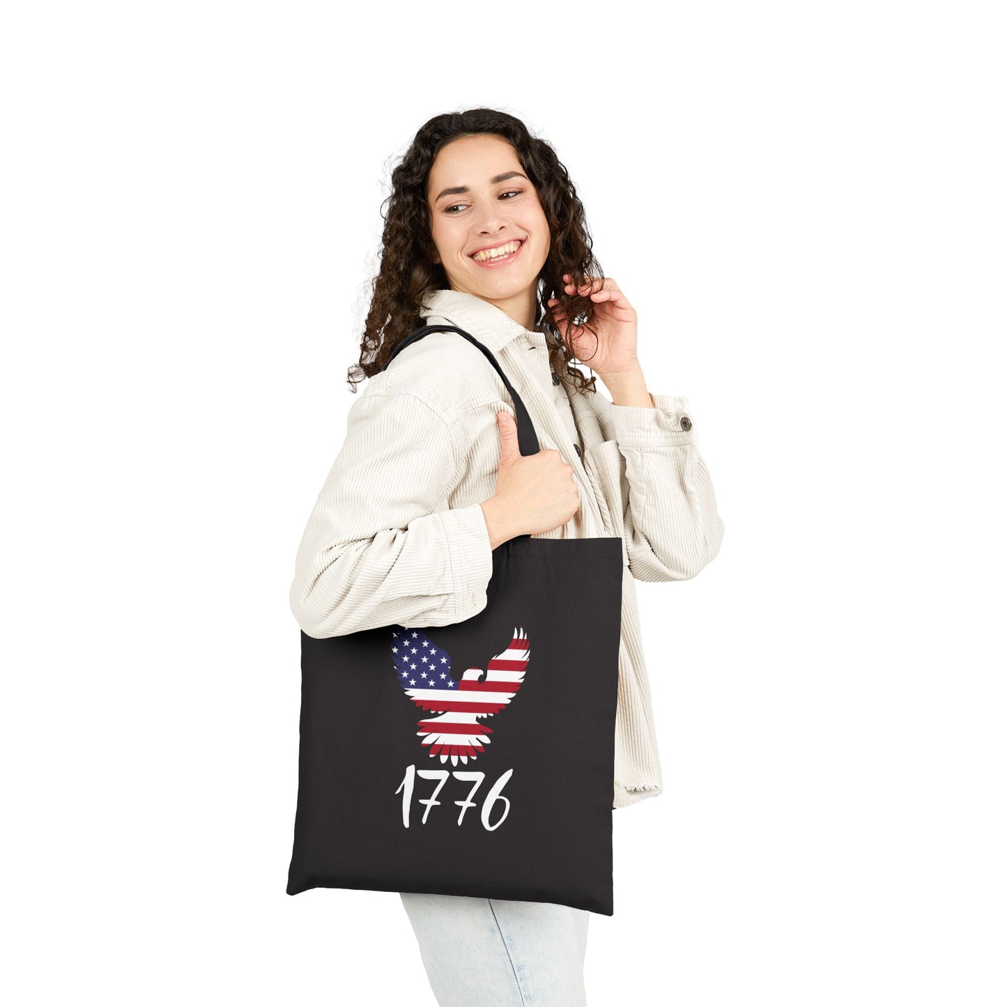 1776 Heritage Canvas Tote Bag | USA Bald Eagle Graphic
