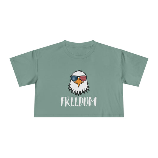 Freedom Eagle Aviator Women's Premium Crop Top | USA Bald Eagle Graphic