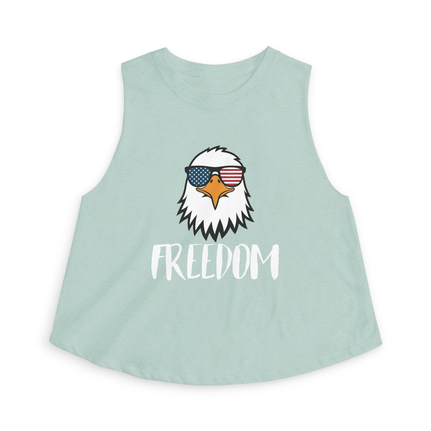 Freedom Eagle Aviator Women's Racerback Cropped Tank | USA Bald Eagle Graphic