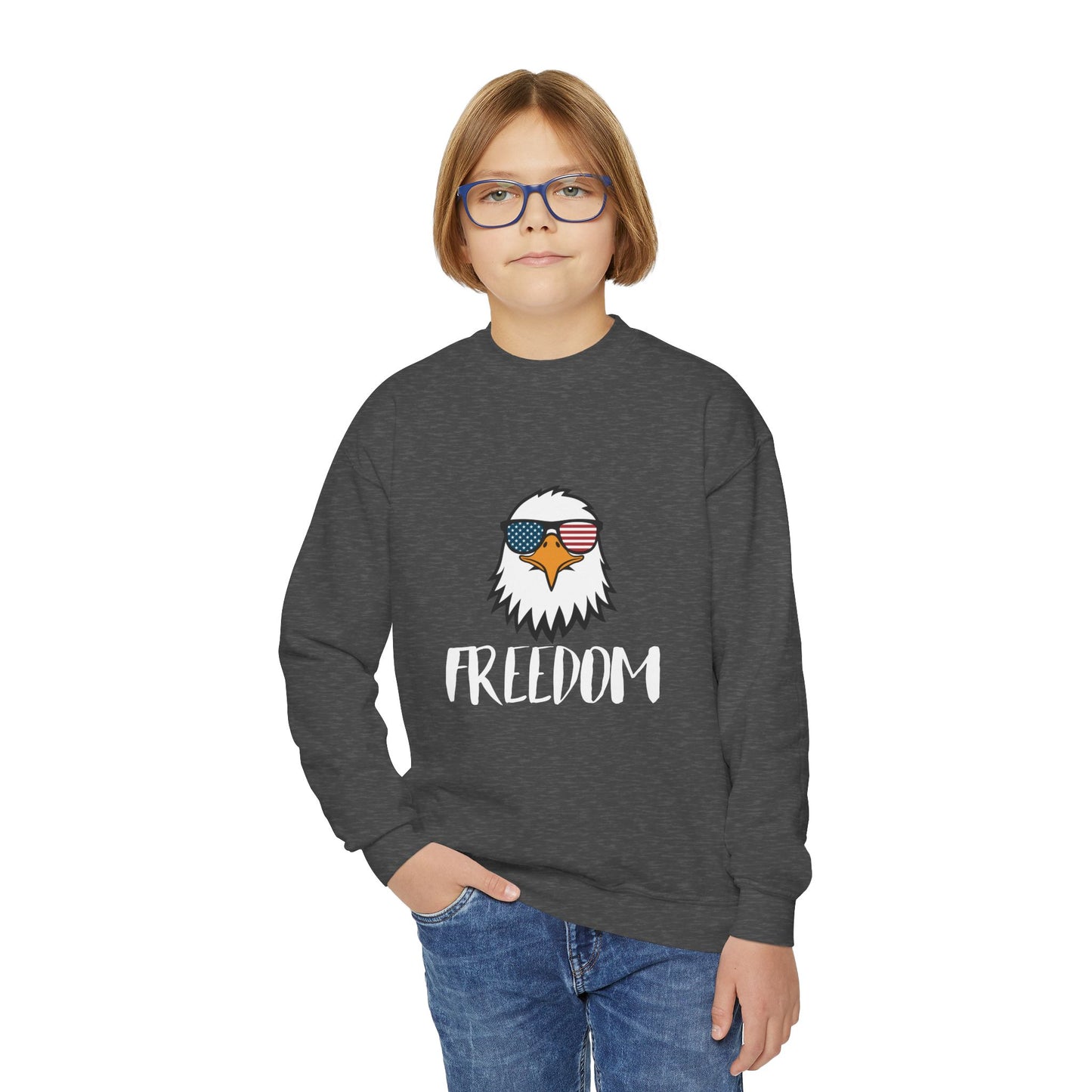 Freedom Eagle Aviator Youth Sweatshirt | USA Bald Eagle Graphic