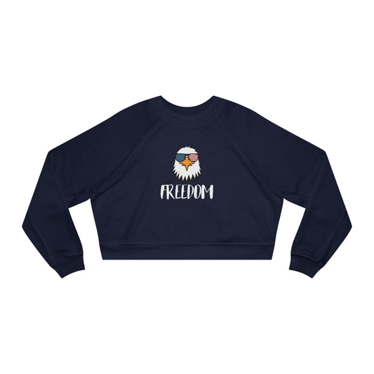 Freedom Eagle Aviator Women's Cropped Sweatshirt | USA Bald Eagle Graphic
