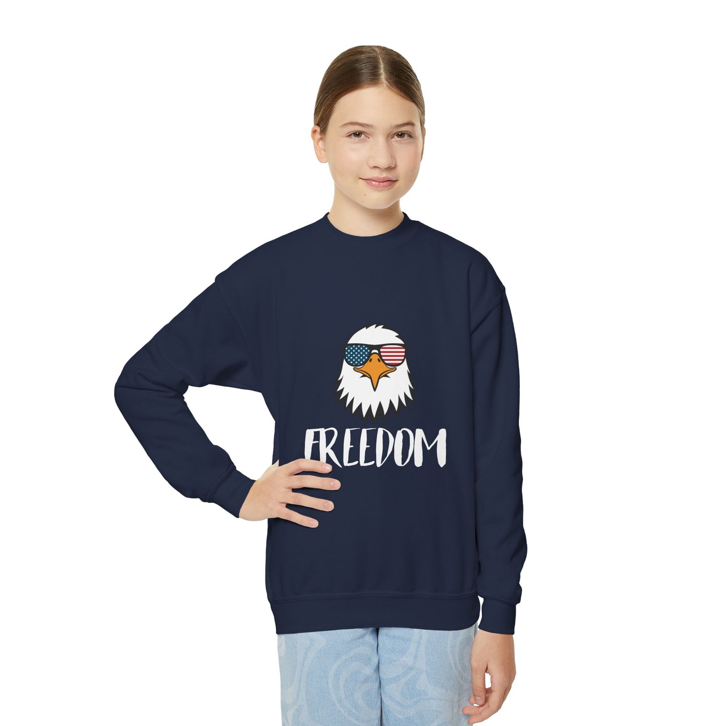 Freedom Eagle Aviator Youth Sweatshirt | USA Bald Eagle Graphic
