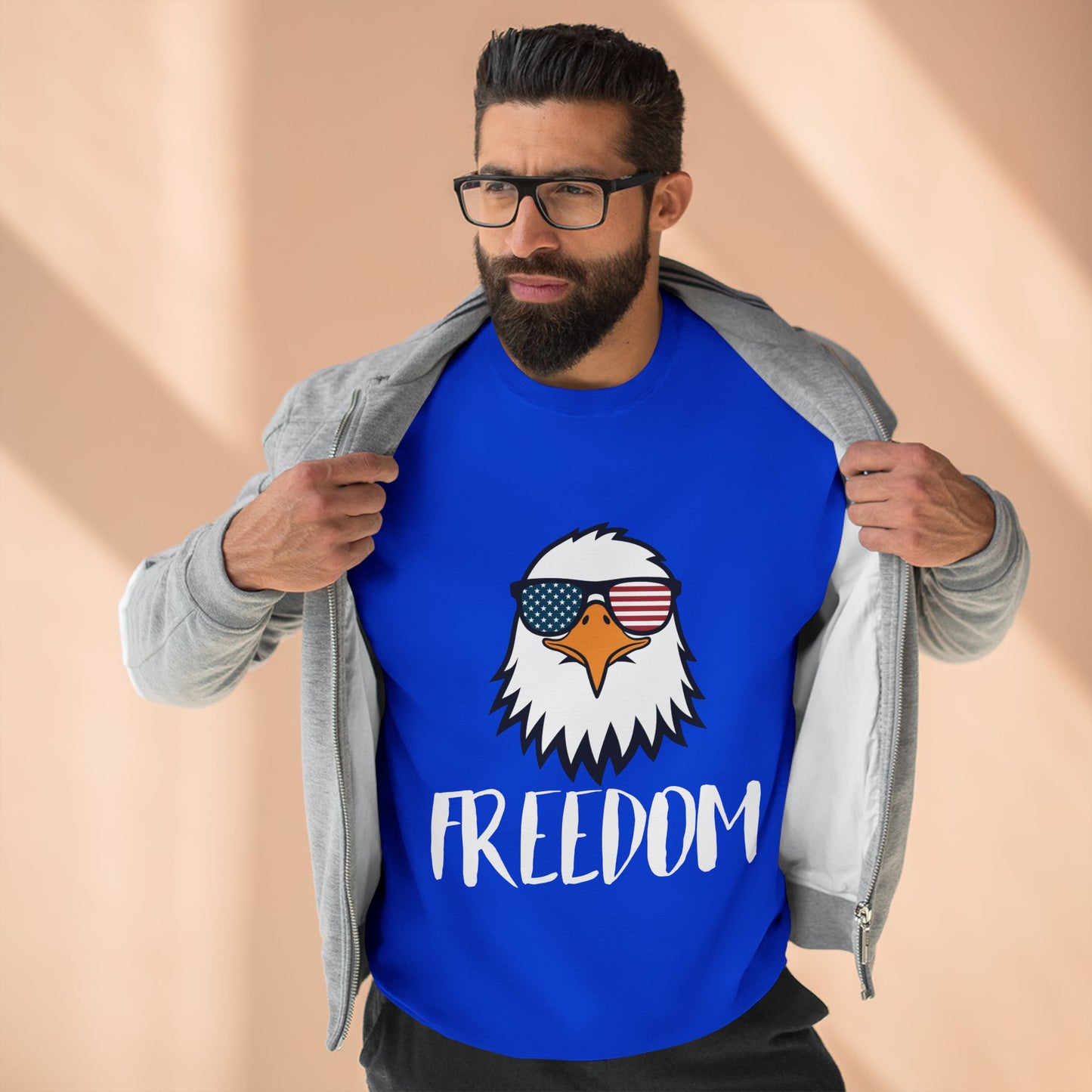Freedom Eagle Aviator Premium Crewneck Sweatshirt | USA Bald Eagle Graphic