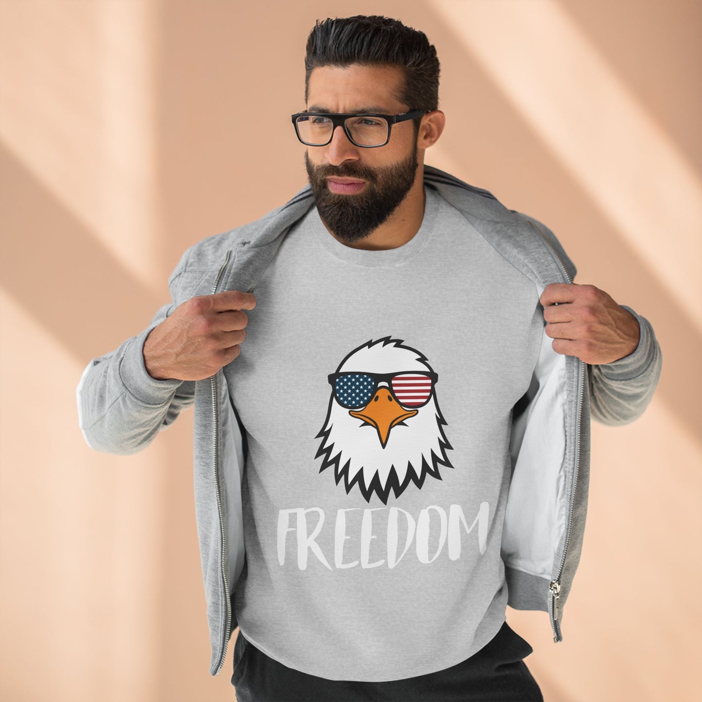 Freedom Eagle Aviator Premium Crewneck Sweatshirt | USA Bald Eagle Graphic