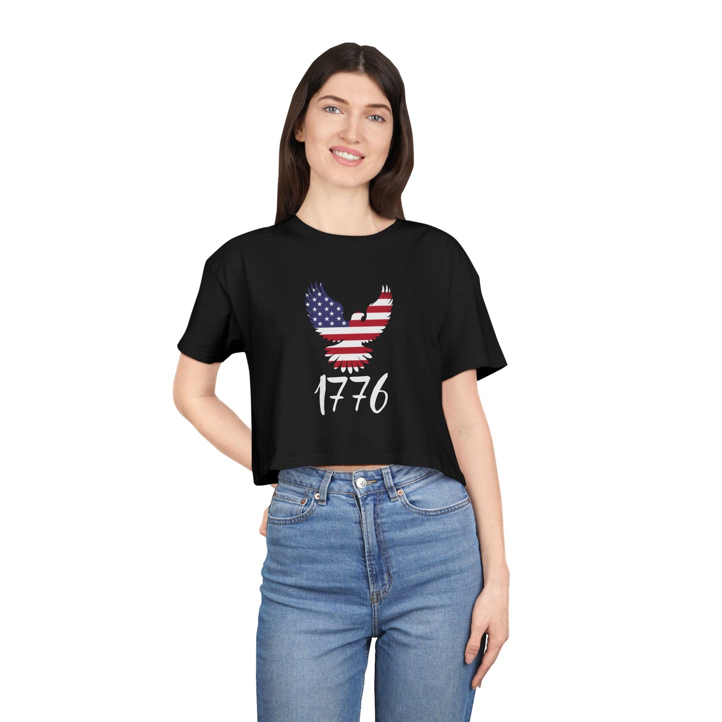 1776 Heritage Women's Premium Crop Top | USA Bald Eagle Graphic