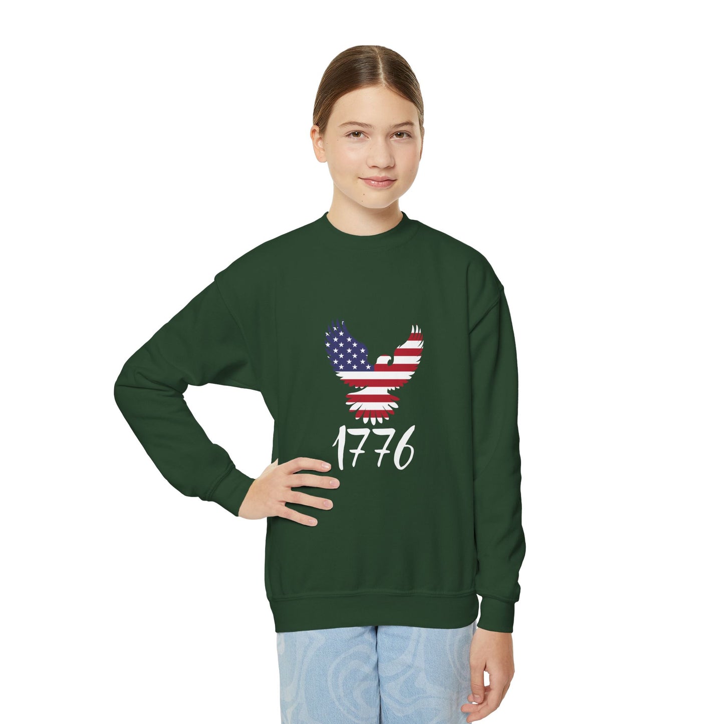 1776 Heritage Youth Sweatshirt | USA Bald Eagle Graphic