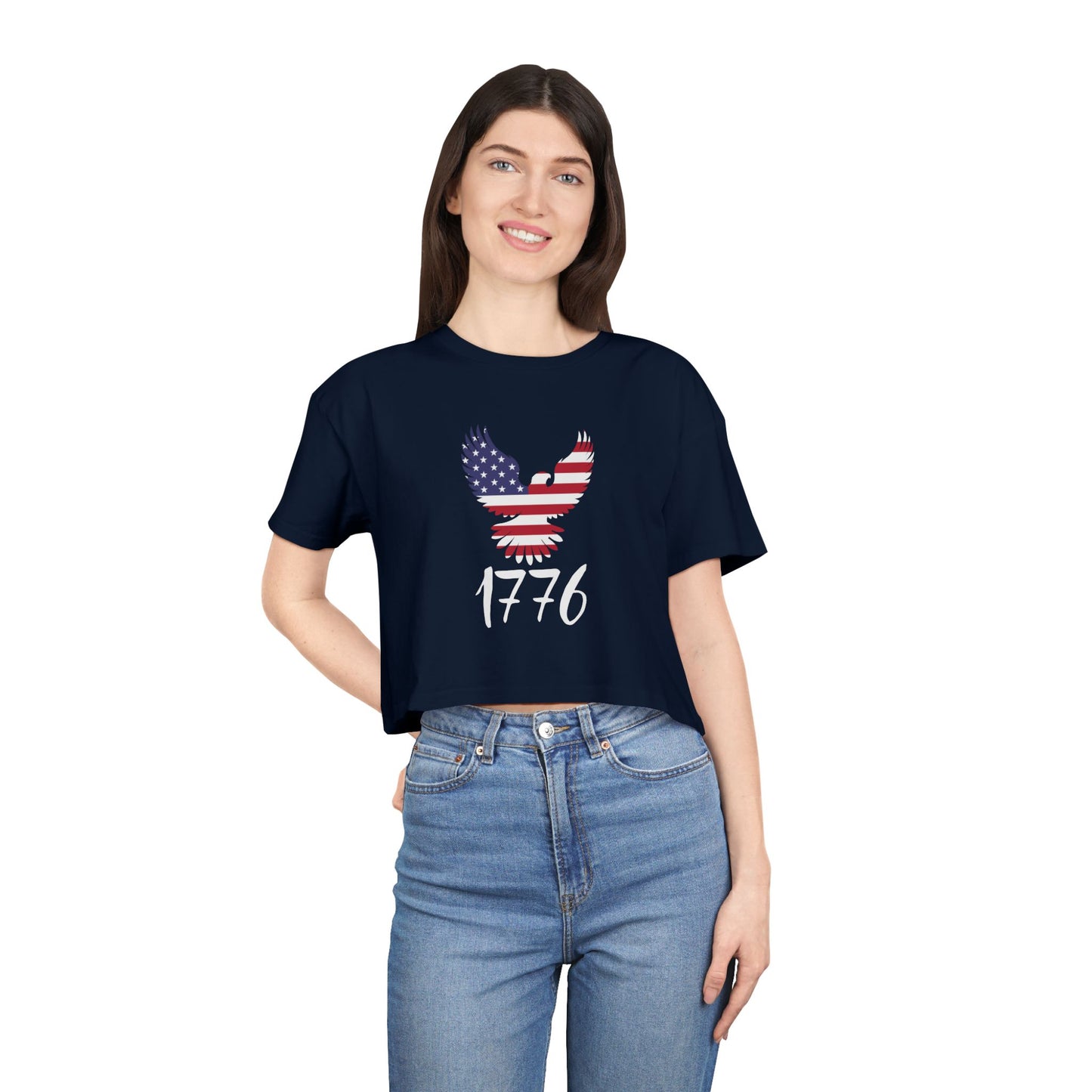 1776 Heritage Women's Premium Crop Top | USA Bald Eagle Graphic