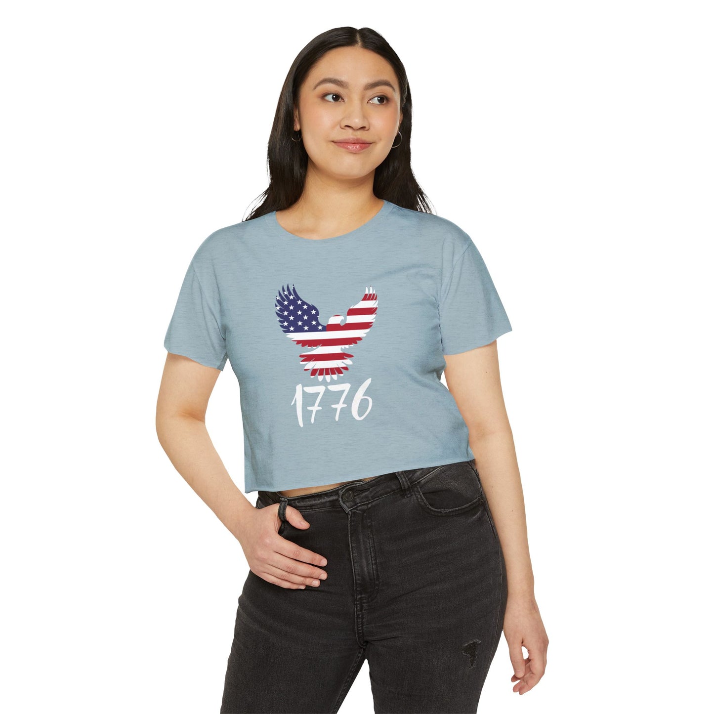 1776 Heritage Women's Festival Crop Top | USA Bald Eagle Graphic