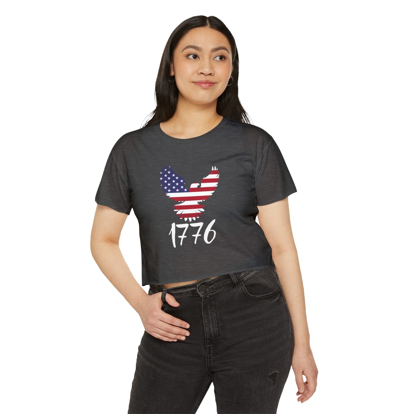 1776 Heritage Women's Festival Crop Top | USA Bald Eagle Graphic