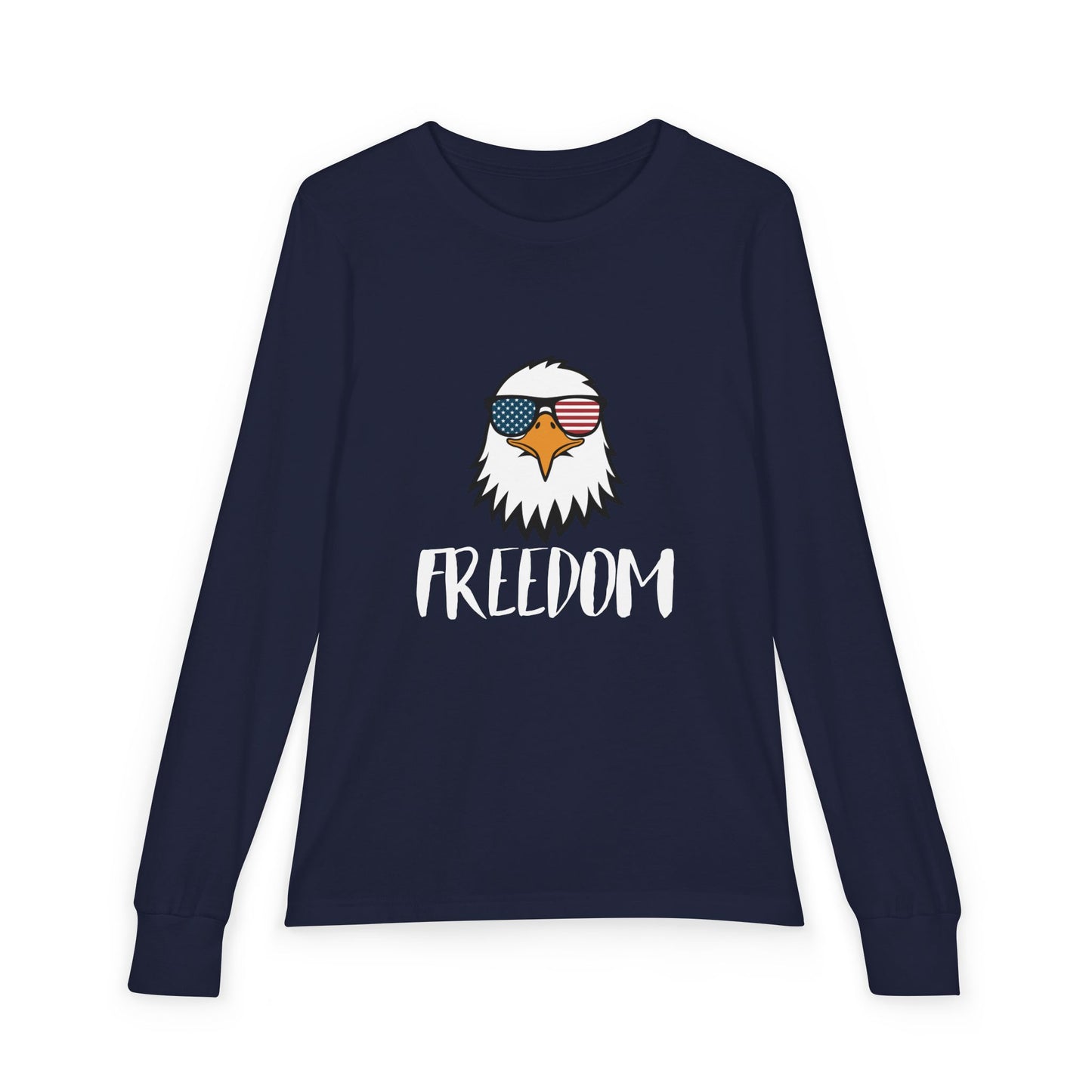 Premium Youth Long Sleeve Tee - Freedom Eagle Aviator | Patriotic Graphic