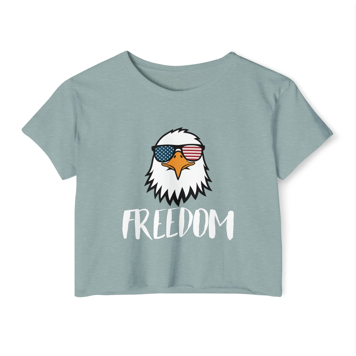 Freedom Eagle Aviator Women's Festival Crop Top | USA Bald Eagle Graphic
