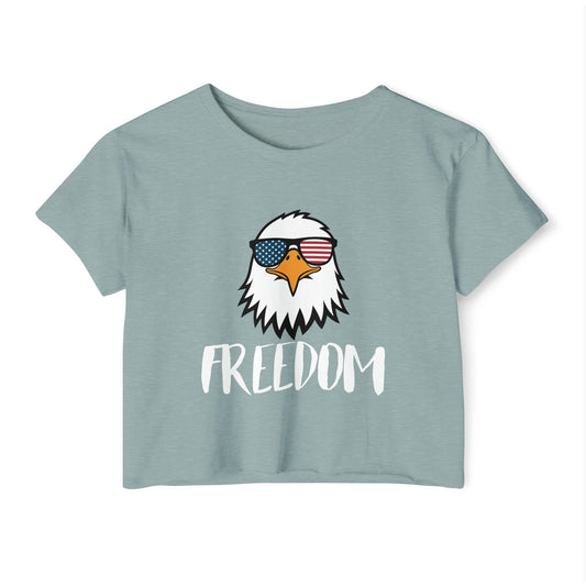 Freedom Eagle Aviator Women's Festival Crop Top | USA Bald Eagle Graphic