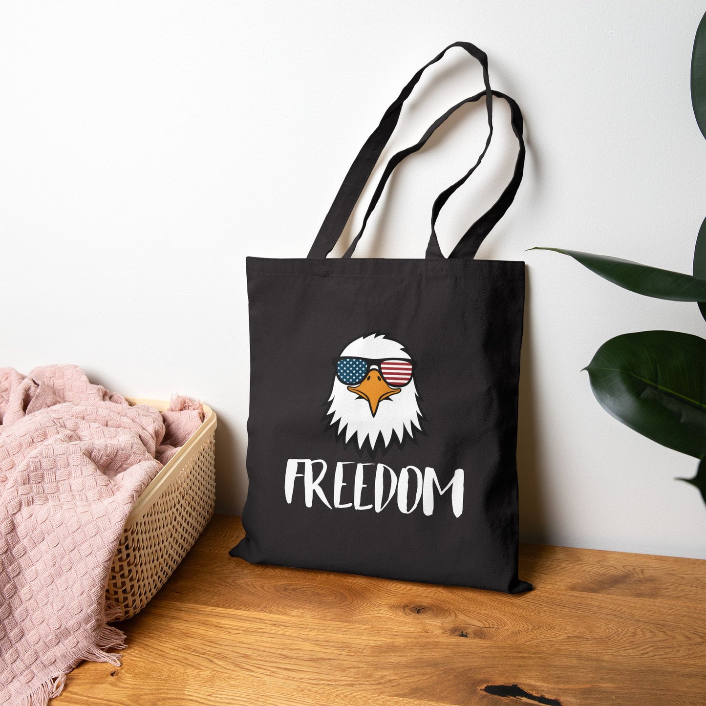 Freedom Eagle Aviator Canvas Tote Bag | USA Bald Eagle Graphic