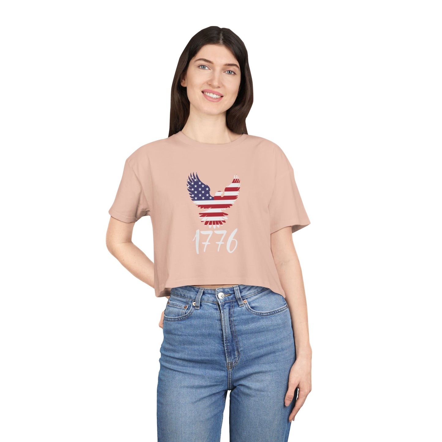 1776 Heritage Women's Premium Crop Top | USA Bald Eagle Graphic